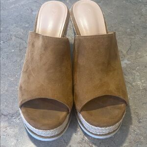 Camel Suede Women's Platform Mules